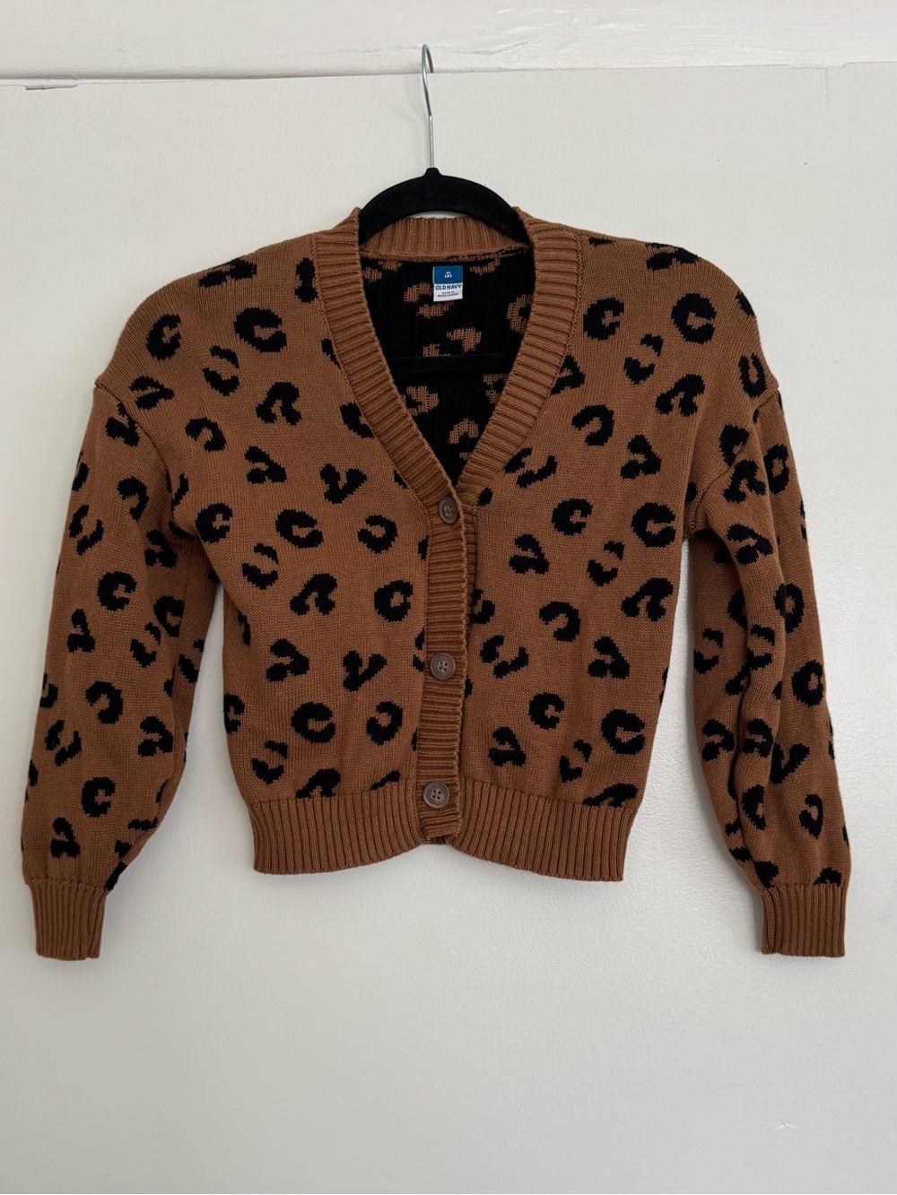 Old Navy Leopard Print V-Neck Cardigan Sweater - Brown - Girls Medium 8